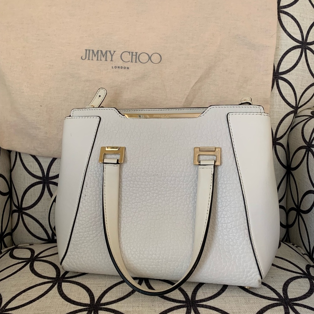 Jimmy Choo White Satchel with Gold Accents